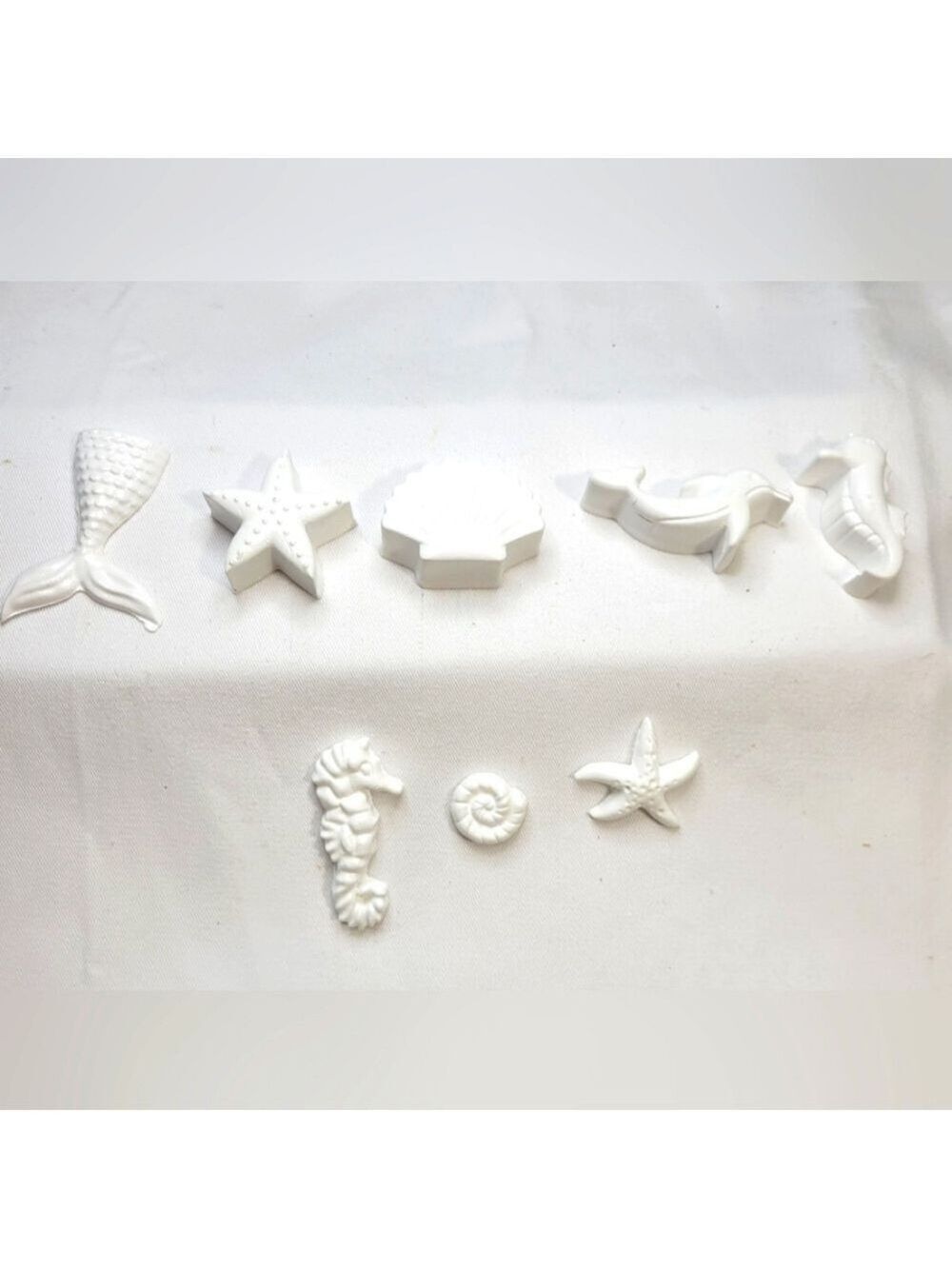 Ceramic Resin Sea Life Figures Handcrafted 8 Piece